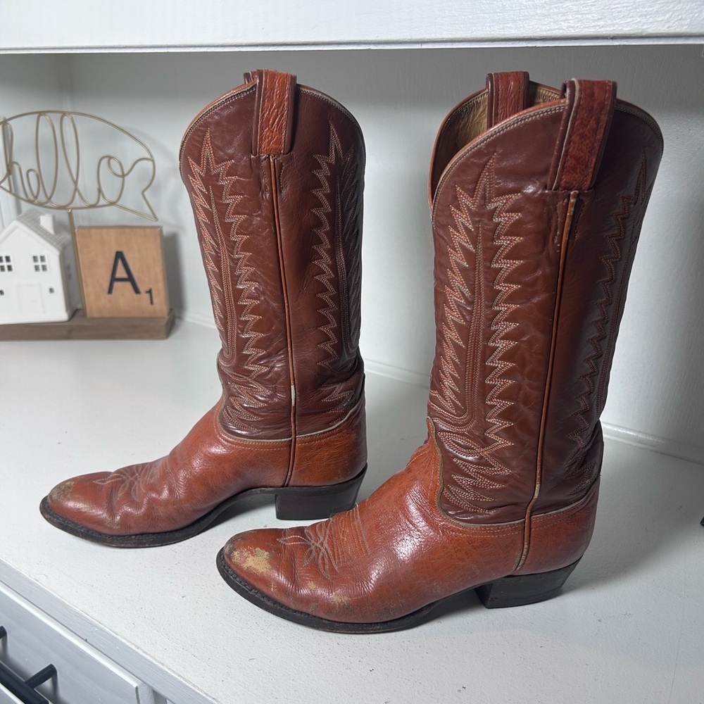 Vintage Tony Lama Gold Label Brown Leather Western Boots – Men’s 7.5 / Women’s 9